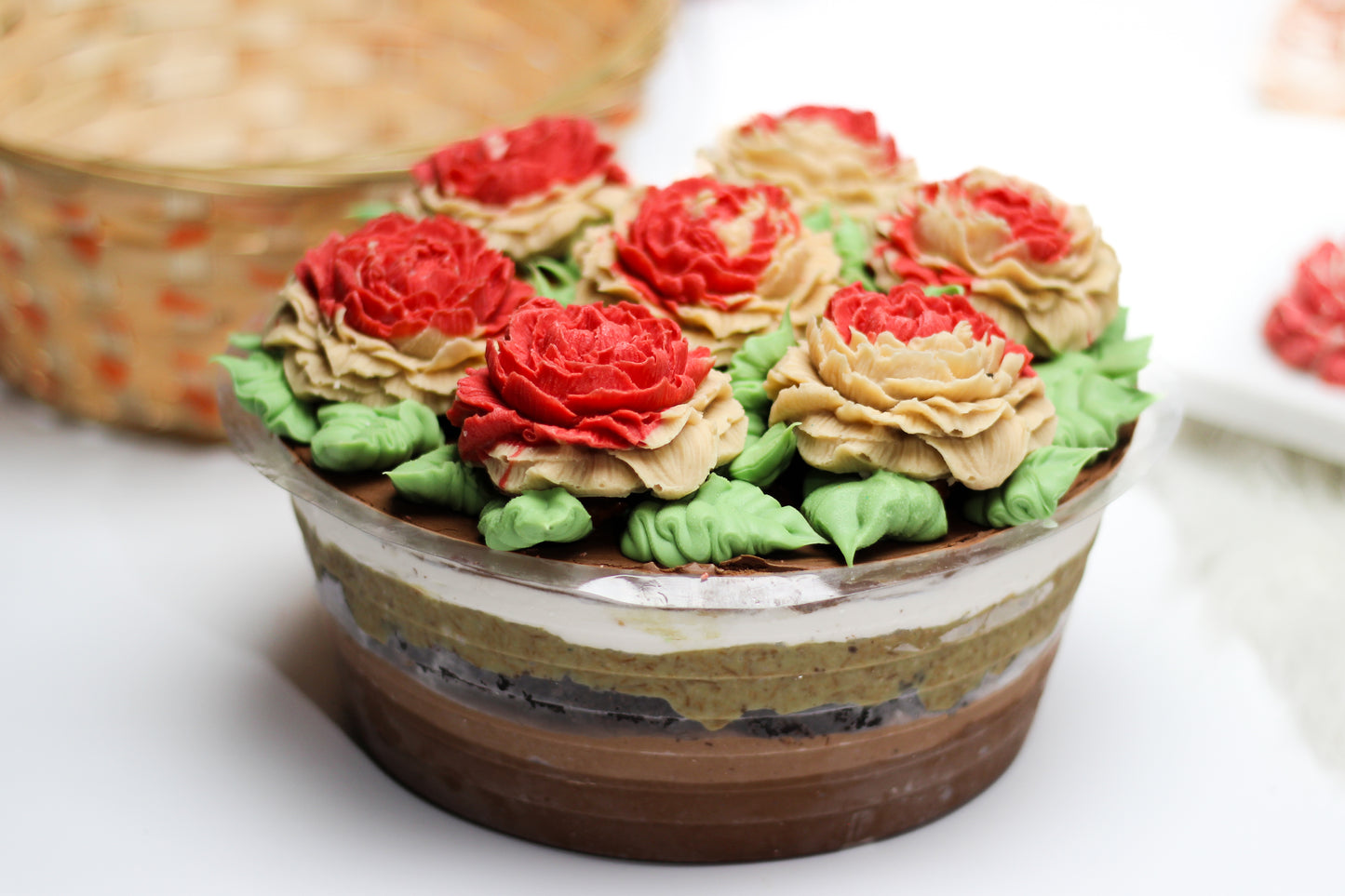 NEW!!! Peony Trifle Dubai Cheesecake Bouquet - Dairy