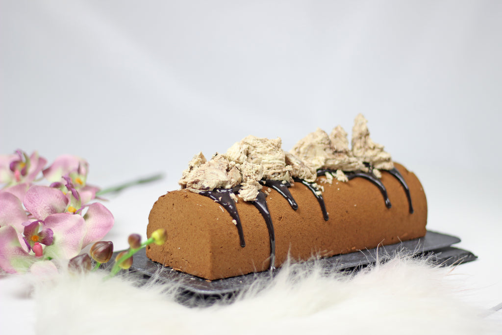 Chocolate Halva Mousse Log Cake
